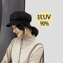 Japanese octagonal hat female autumn and winter Korean version of the British solid color wild wild retro casual beret hat painter hat newspaper boy hat