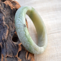 Hetian jade bracelet jade bracelet ladies Bracelet 55 circle mouth green Xinjiang dont material Hetian Jade sugar white jade carved bracelet