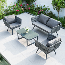 Outdoor Sofa Nordic Patio Open-air Balcony Casual Living-room Combo Outdoor Rattan chair rattan Sofa Waterproof
