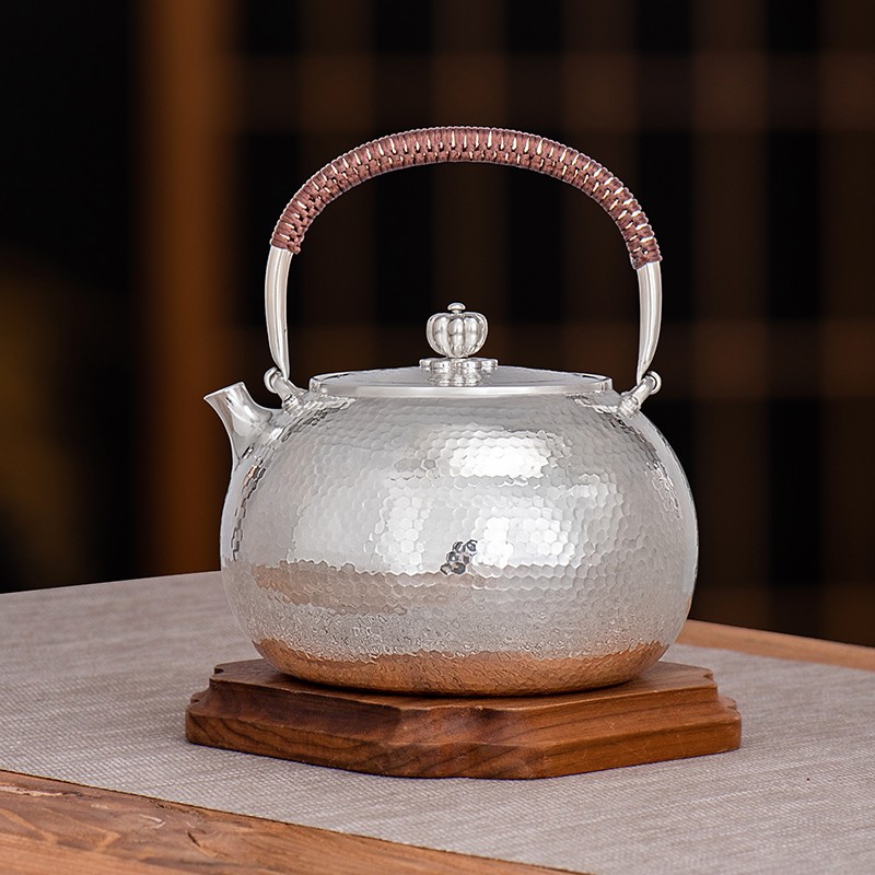 銀器時代純手工銀壺茶具防燙煮泡茶壺適用電陶爐日式復古純銀壺