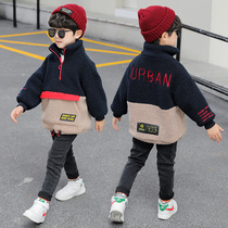 Boy thick coat 2021 new foreign style pullover children autumn winter lamb wool sweater boy cotton coat