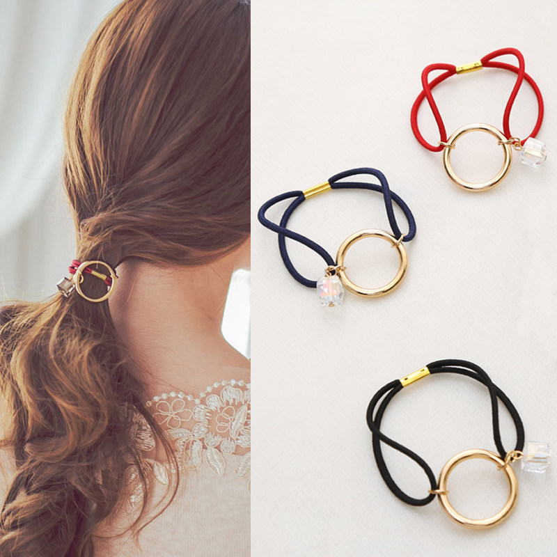 韩国时尚简约森女系发圈头绳个性百搭马尾扎头绳皮筋淑女头花饰品_7折