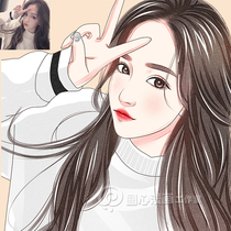Watercolor realistic Q-version cartoon head hand-painted real-life photo comic design sketch illustration wedding ceremony production
