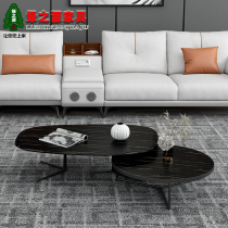 Nordic marble coffee table Italian minimalist round storage small apartment light rock board light luxury modern TV cabinet combination