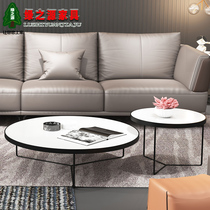 Nordic marble coffee table Italian minimalist round storage small apartment light rock board light luxury modern TV cabinet combination