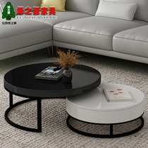 Nordic piano paint coffee table Italian minimalist round storage small apartment light luxury modern simple TV cabinet combination