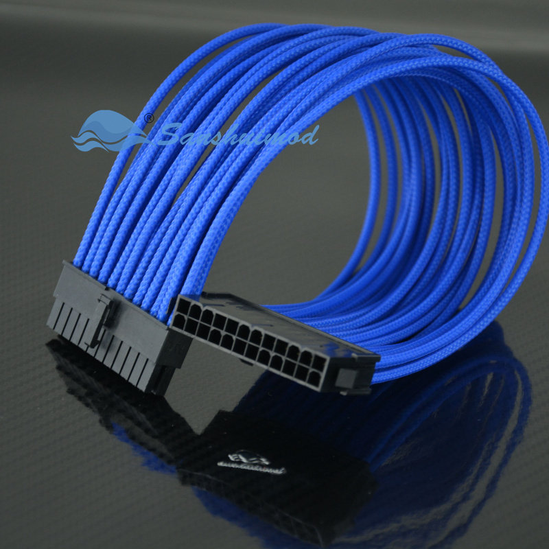 电源24p延长线 24pin宝石蓝包网延长线 24针加长线 默认:30cm