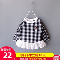 Female baby Autumn plaid dress spring and autumn thin long sleeve baby Foreign Girl 3 years old 2 children retro skirt