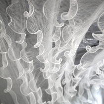 Fluffy yarn solid lotus leaf lace big wave net gauze material wedding dress wedding dress designer fabric with dress designer fabric