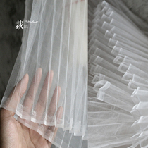 Large Pleat Yarn Stripe 100 Folds Pressure Crease Designer Fabric Elastic Lace Fashion Perspective Organ Fold Net Gauze Stock