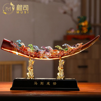 Mushi glazed ivory Eight Jun Ma Pendulum Pieces Jo Relocation Craft Gifts Home Living Room Wine Cabinet Office Decorations