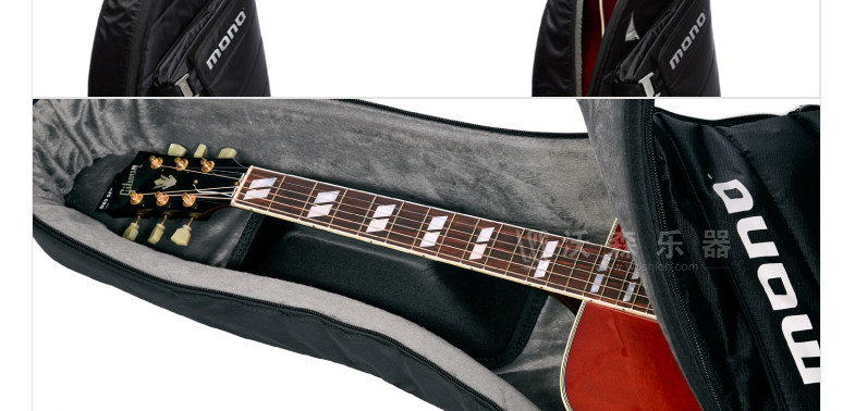 mono m80-ad-blk防震防水抗撕扯加厚双肩 豪华民谣/古典吉他包 黑