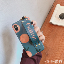 ins wind retro orange iPhonexs max xr mobile phone shell apple 7 8plus 6s wristband soft cover women