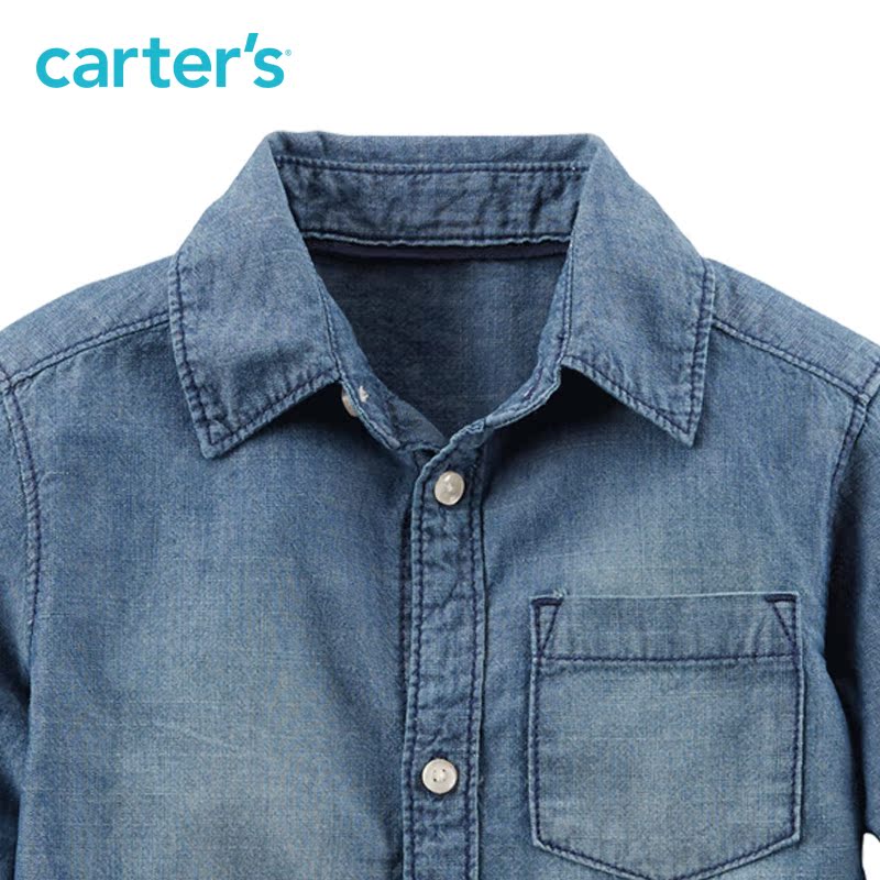 Carter's1件式牛仔蓝长袖衬衫全棉男宝幼儿童装中童243G673产品展示图4