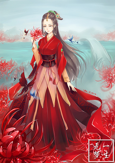 diy钻石画贴钻十字绣钻石绣唯美古风彼岸花少女方钻满