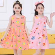 2021 new girls dress summer cotton silk children suspender princess dress baby cotton vest Beach Skirt