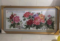 Cross stitch rich red cross stitch six feet peony flower blossom rich 1 meter 8 finished product