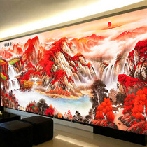 Painting fairy cotton cross stitch 2021 New embroidery embroidery Hongyun head Living Room large landscape painting 2 meters 5 full embroidery