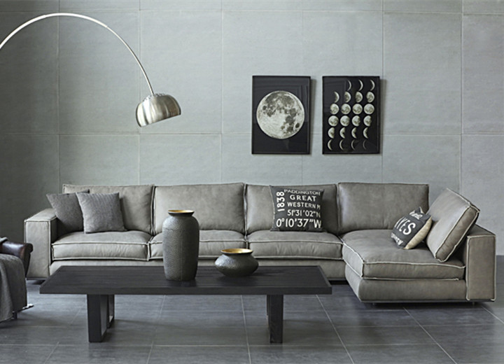 norhor复古全真皮转角沙发