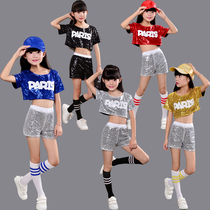 61 childrens male and female cheerleaders outperform the modern dance performance suit street dance jazz dance leak navel sequin