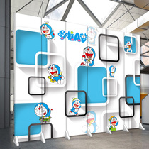 Doraemon screen partition Blue restaurant childrens room bedroom cute cartoon anchor kindergarten 3D