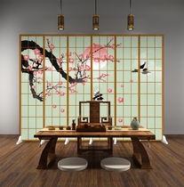 Japanese imitation wood grain Plaid cherry blossom fashion living room modern restaurant restaurant shop beauty fabric folding screen partition