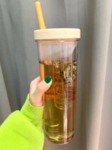 Renton Lunt Sky Valley net red homo-style plastic high face value water glass large capacity Ins girl straw cup