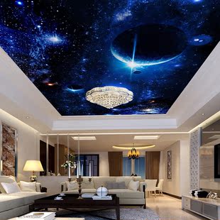 壁画墙纸婚庆立体3d壁纸背景餐厅天花板吊顶墙纸星空高清风格宇宙客厅店装修无缝图片