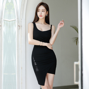 Knitted suspender sexy off shoulder cropped shoulder bag hip dress