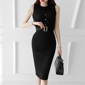 2020 new Korean version vest sexy suspender slim package hip knitted dress
