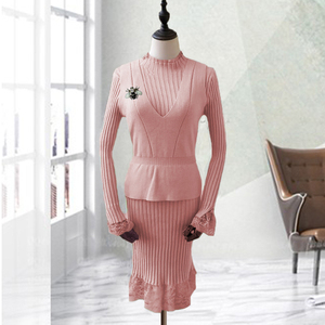 Temperament celebrity sweater dress two piece set