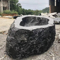 Hangzhou natural black mountain stone landscape stone special shape processing custom water bowl body garden landscape stone grass stone rough stone