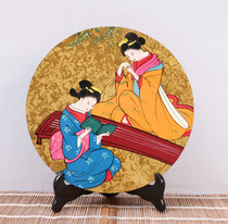 Japanese (all-hand traditional craft lacquer painting) Japanese-style-decorative painting lacquerware round platen lacquer painting