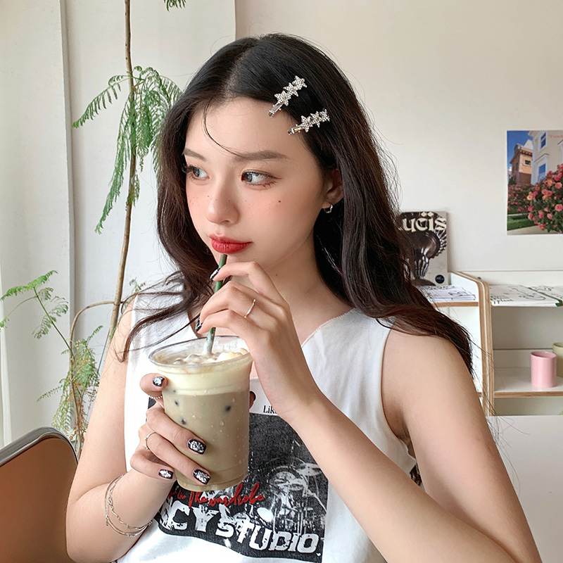 Busan韩国超闪高级感水钻星星发夹y2k2023年新款刘海碎发侧边夹女