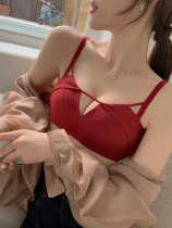 Vidifen sexy beauty back red underwear without steel rim adjustment type seamless thin summer bra set