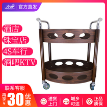 Zuozhou two-story steel-wood wine cart mobile food delivery service hotel stainless steel trolley luxury hotel storage