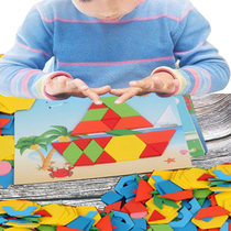 Childrens puzzle building blocks toy Tangram intelligence puzzle for boys and girls early education graphics wooden puzzle 3-4-6 years old