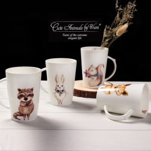 带勺可爱大容量卡通马克杯