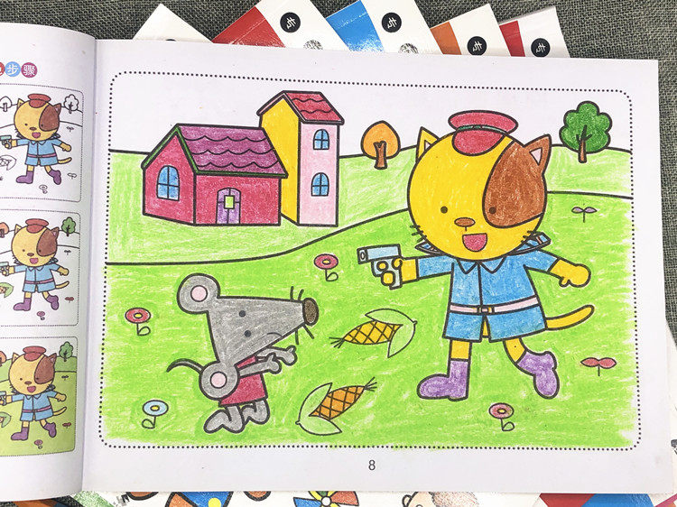 幼儿园小孩填色涂鸦画画书 儿童阶梯涂色本宝宝绘画册3-4-5-6-7岁