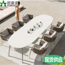 Outdoor table and chairs Courtyard Outdoor Rattan Chair Combination Casual Chair Subbalcony Hotel Decent Board Dining Table And Chairs Vines Furniture