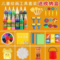 Children Diy Painting Material Suit Watercolor Paint Sponge Painting Brush Fine Art Drawing Graffiti RIO PRINT TOOLS PACKAGE
