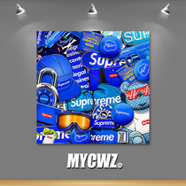 Sup illustration trend decorative painting Street art Creative graffiti Blue frameless painting Shop home custom hanging painting