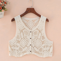 Hollow vest women wear thin Crocheted sleeveless knitted cardigan shoulder horse clip outside small vest short