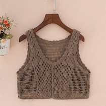 Hook hollow vest female spring and autumn outside with small waistcoat knitted cardigan summer horse clip female short vest female super short