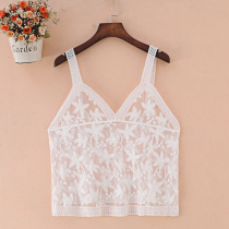 Wear a camisole vest womens summer short style outside the shoulder thin vest sexy sleeveless lace see-through top women