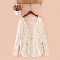 Spring and Autumn shawl womens thin dress with skirt outer small sleeve lace small cover beach holiday sunscreen cardigan