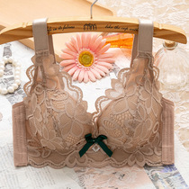 Underwear womens small chest is large and gathered thick adjustable breast bra Thin sexy lace rimless bra