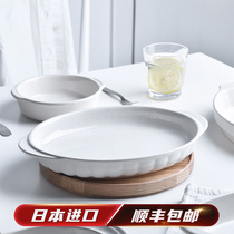 Japan imported ceramic dish double ear anti-hot dish household oven Western meal tableware microwave high temperature