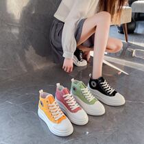Jin Tong 2021 spring new casual shoes canvas high-top shoes lace-up womens shoes sneakers fashion trend Jane flame