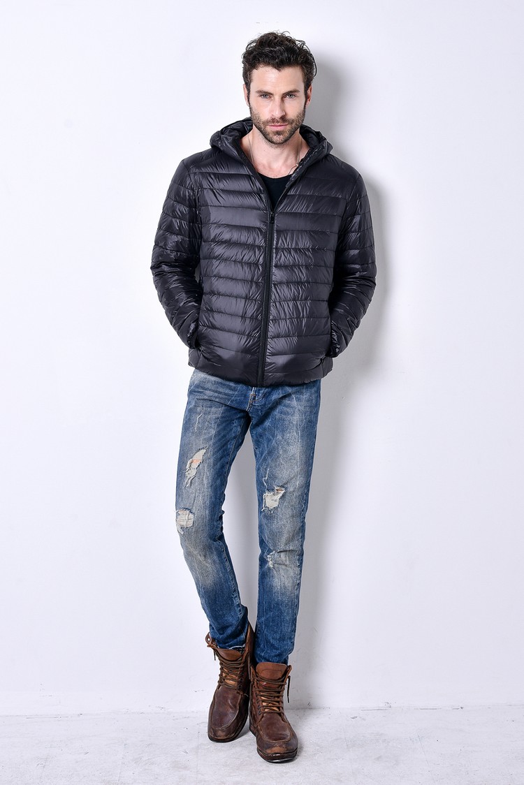 2018秋冬季新款轻薄羽绒服男连帽短款大码立领冬装薄款 779 p80